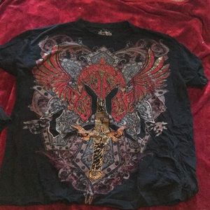 Black bedazzled knight t shirt